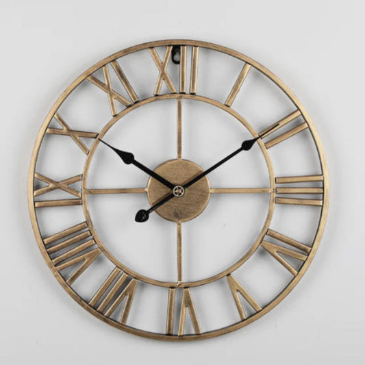 Iron Mute Wall Clock - Rustic Elegant Living Room Decor